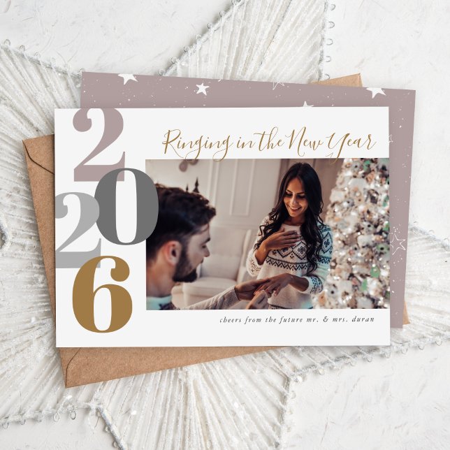 Ringing in the New Year Engagement Photo Holiday Card (Creator Uploaded)