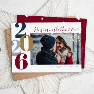 Ringing in the New Year Engagement Photo Holiday Card