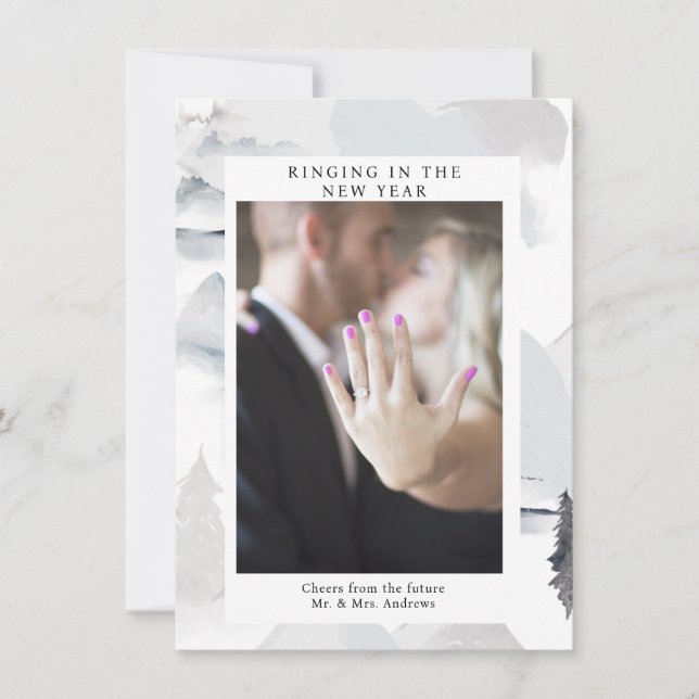 Ringing in the new year! Nordic, simple, photo  Holiday Card (Front)