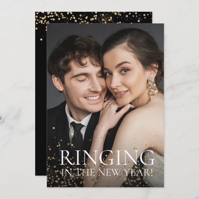 Ringing in the New year Save the date photo Invitation (Front/Back)