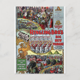 Ringling Brothers Parade Sections 1899 Retro Theat Postcard