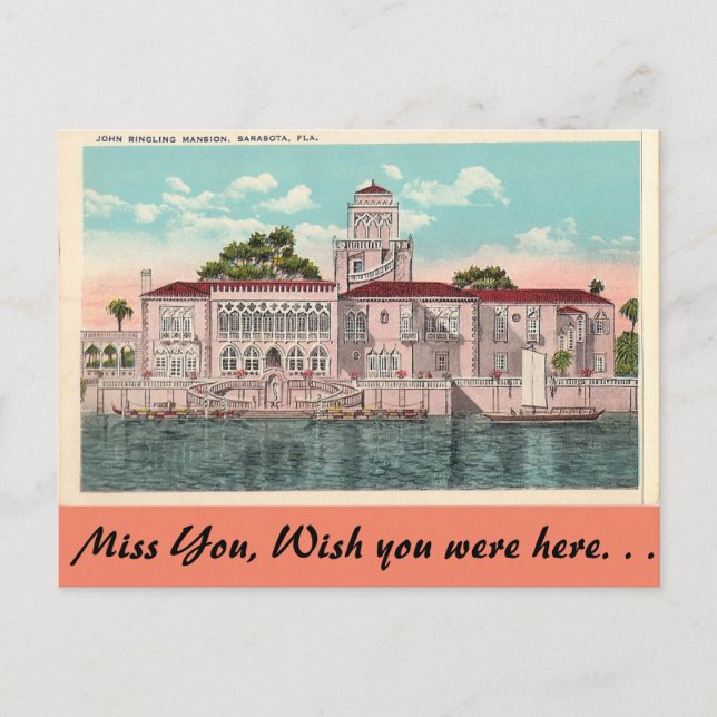 Ringling Mansion, Sarasota, Florida Postcard (Front)