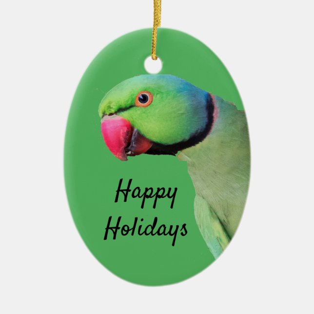 Ringneck Parrot Holidays Ornament (Front)