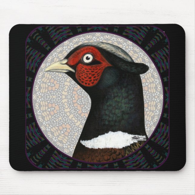 Ringneck Pheasant Circle Mouse Mat (Front)