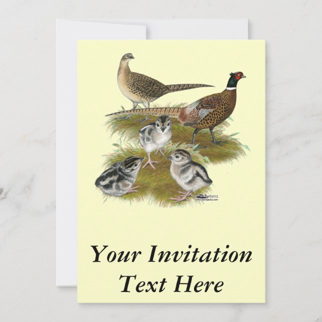 Ringneck Pheasant Family Invitation (Front)