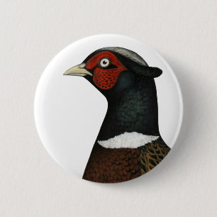 Ringneck Pheasant Head 6 Cm Round Badge