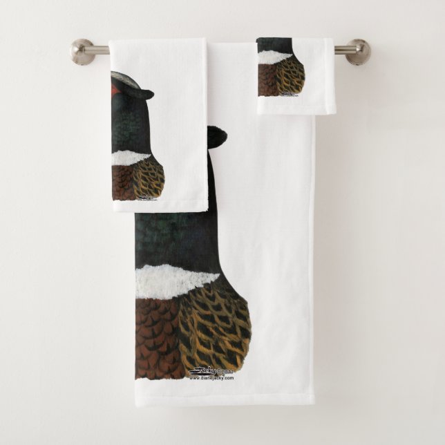 Ringneck Pheasant Head Bath Towel Set (Insitu)