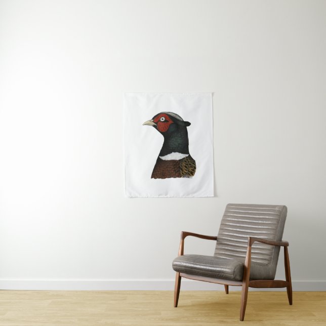 Ringneck Pheasant Head Tapestry (In Situ)