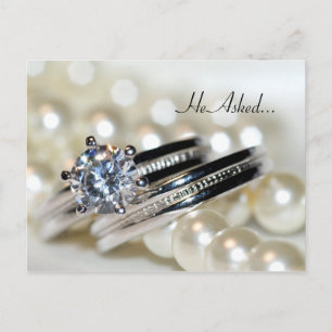 Rings and Pearls Engagement Announcement Postcard