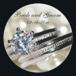 Rings and White Pearls Wedding Envelope Seals<br><div class="desc">Customise the elegant Rings and White Pearls Wedding Envelope Seal Stickers with the personal names of the bride and groom and marriage ceremony date. This classy custom nuptial sticker features a close up photograph of a diamond engagement ring and wedding band set with a white pearl necklace.</div>