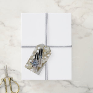 Rings and White Pearls Wedding Favour Tags