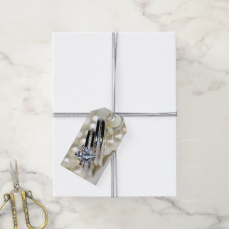 Rings and White Pearls Wedding Favour Tags