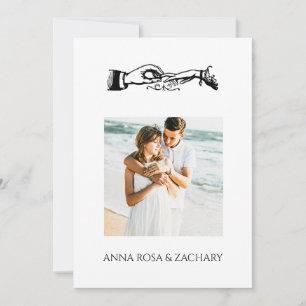 *~* RINGS AR6 Victorian QR PHOTO RSVP Wedding Invitation