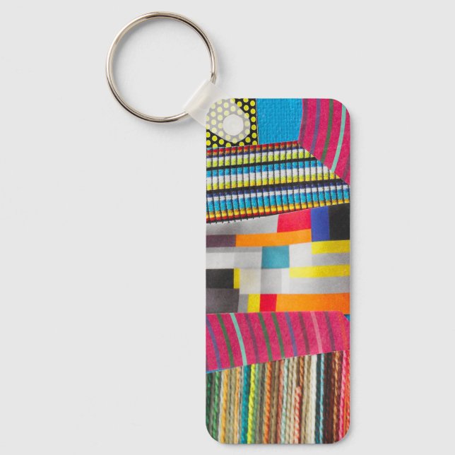 rings fabric and dots mini collage key ring (Front)