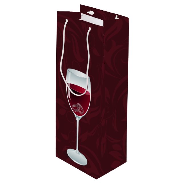 Rings in Wine Glass Wedding Gift Bag (Front Angled)