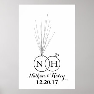 Rings Initial Balloon Thumbprint Wedding Guestbook