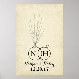 Rings Initial Balloon Thumbprint Wedding Guestbook