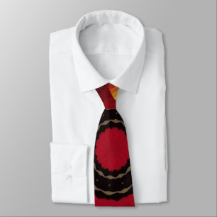 Rings Of Gold On Red Mandala Tie