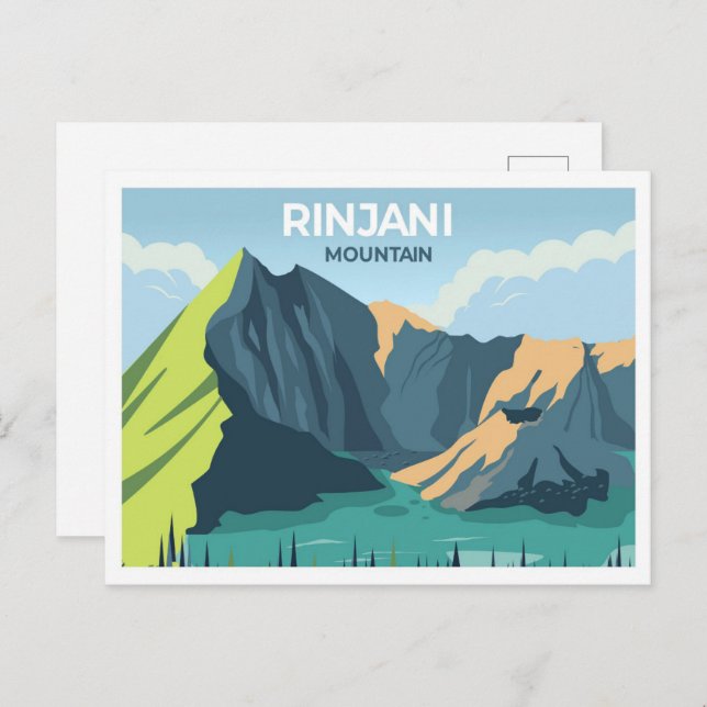 Rinjani Indonesia travel place illustration Postcard (Front/Back)