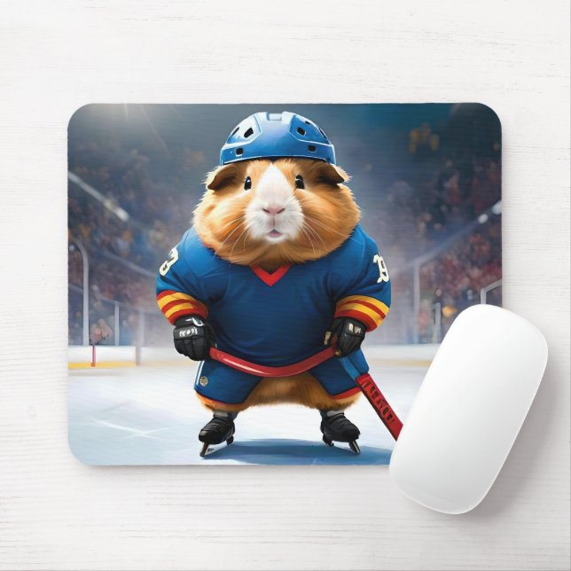"Rink Rookie: The Ice Hockey Guinea Pig" Mouse Mat (With Mouse)