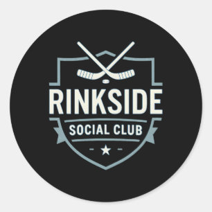 Rinkside Social Club Funny Hockey Rink Player Fan  Classic Round Sticker