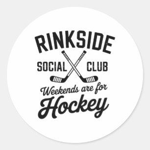 Rinkside Social Club Retro Ice Hockey Vibes Classic Round Sticker
