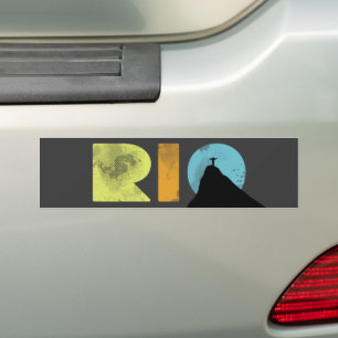 RIO bold letters with Corcovado Bumper Sticker