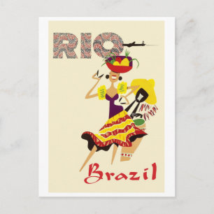 Rio, Brazil, Brazilian Dancer with drummer Postcard