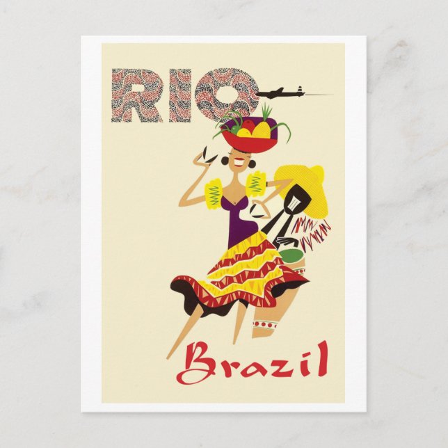 Rio, Brazil, Brazilian Dancer with drummer Postcard (Front)
