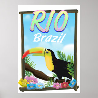 Rio Brazil Toucan travel poster