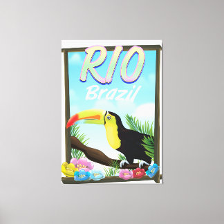 Rio Brazil Toucan travel poster Canvas Print
