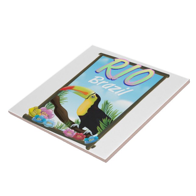 Rio Brazil Toucan travel poster Tile (Side)