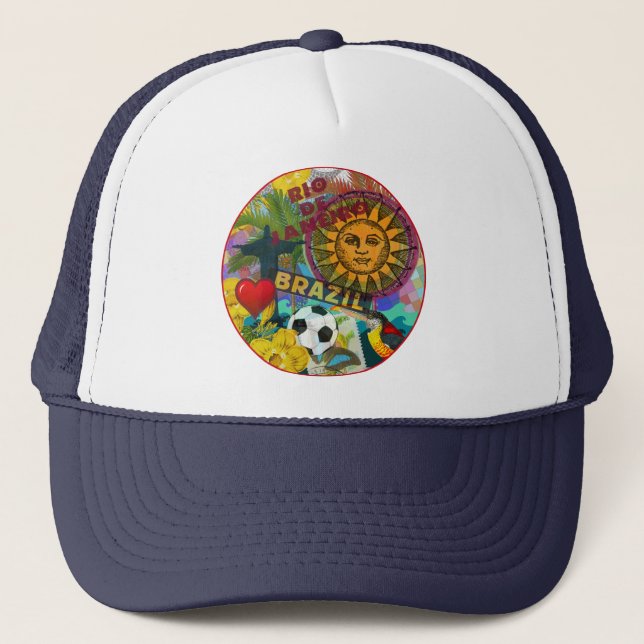 Rio Brazil Vintage Collage Colourful Trucker Hat (Front)