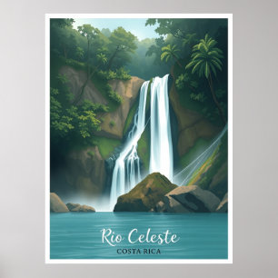 Rio Celeste, Costa Rica – Blue River Waterfall Poster