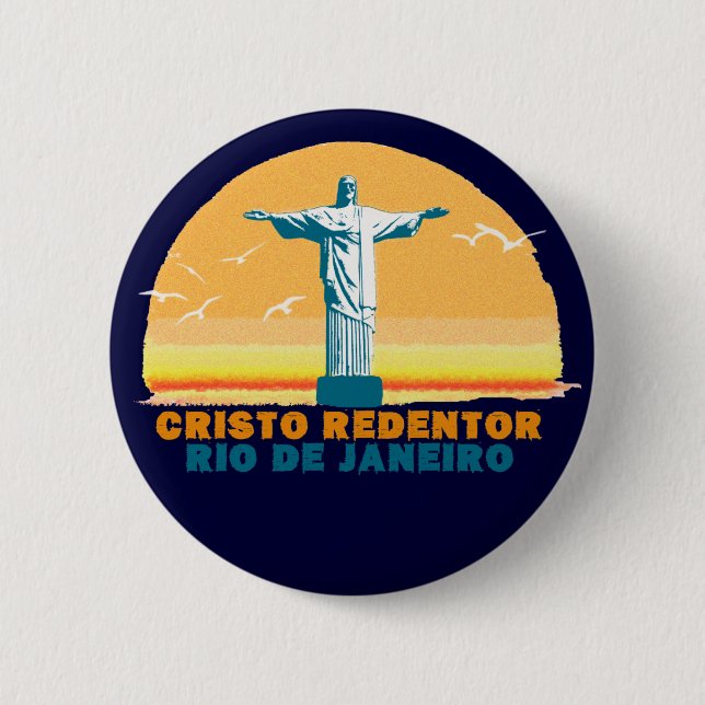 Rio - Corcovado - Jesus Christ the Redeemer 6 Cm Round Badge (Front)