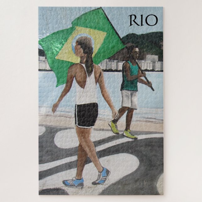 rio de janeiro beach flags jigsaw puzzle (Vertical)
