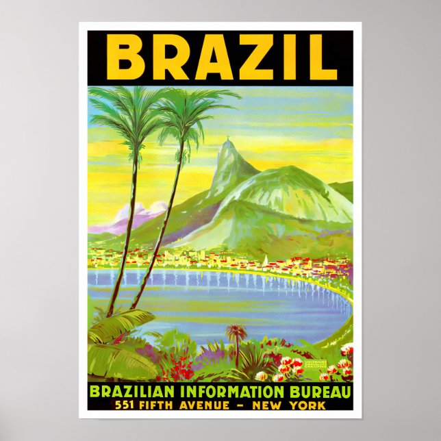 Rio de Janeiro Brasil vintage travel poster (Front)