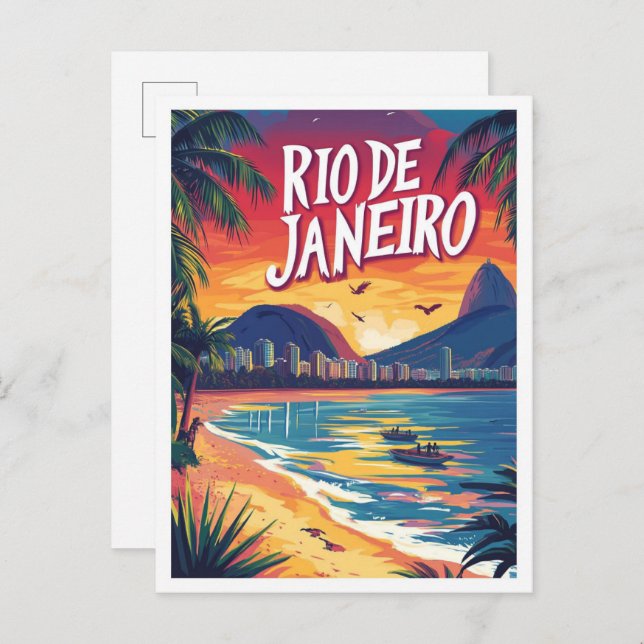 Rio de Janeiro Brazil Art Illustration Travel Postcard (Front/Back)
