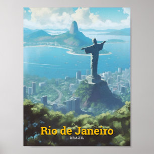 Rio de Janeiro Brazil Art Vintage Travel  Poster