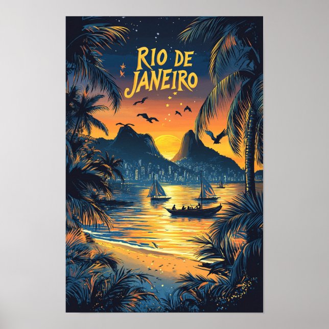 Rio de Janeiro Brazil Art Vintage Travel Poster (Front)