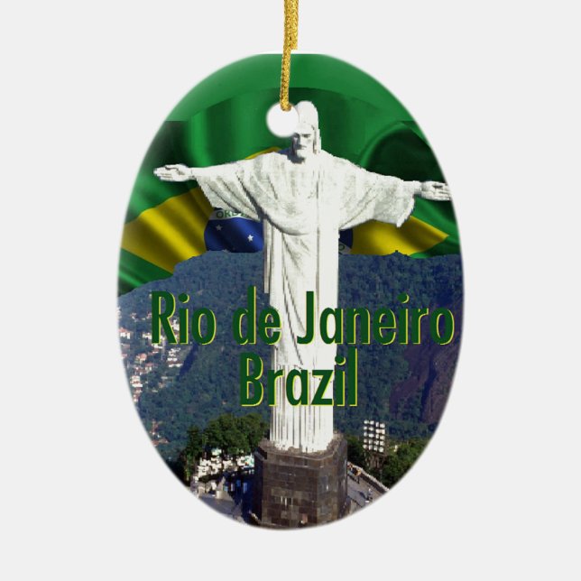 Rio de Janeiro Brazil Ceramic Tree Decoration (Front)