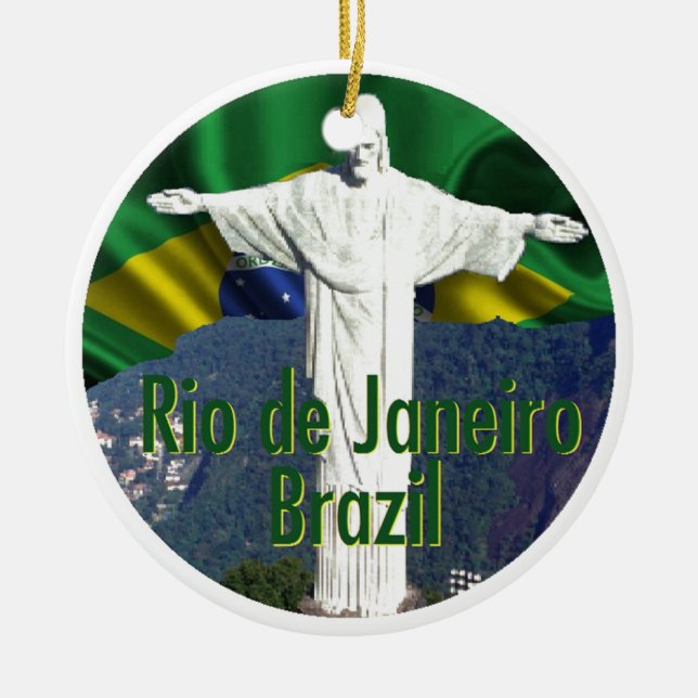 Rio de Janeiro Brazil Ceramic Tree Decoration (Front)