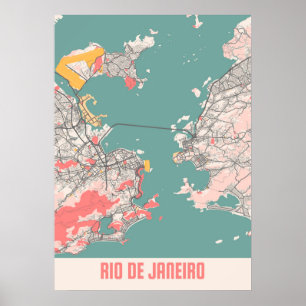 Rio De Janeiro - Brazil Chalk City Map Poster