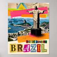 Rio de Janeiro Brazil Christ Retro Collage Travel