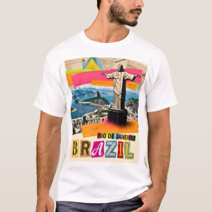 Rio de Janeiro Brazil Christ Retro Collage Travel T-Shirt