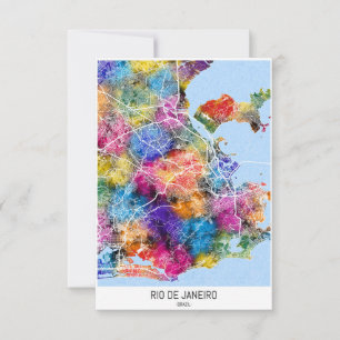 Rio de Janeiro Brazil City Map Thank You Card
