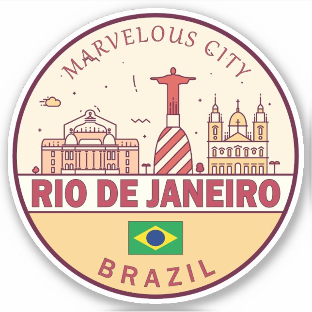 Rio de Janeiro Brazil City Skyline Emblem (Front)