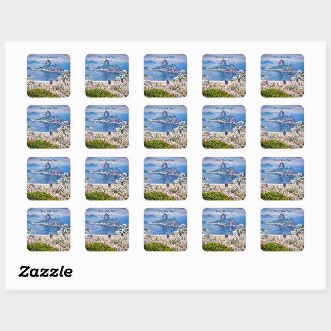 Rio de Janeiro, Brazil cityscape Square Sticker (Sheet)