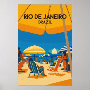 Rio De Janeiro Brazil Colourful Vintage Travel Poster