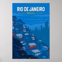 Rio De Janeiro Brazil Favela Travel Art Vintage